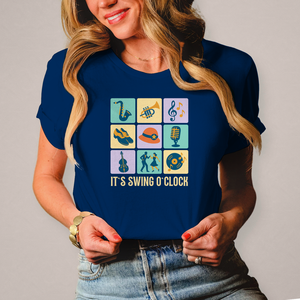 Damen T-Shirt „It’s Swing O’Clock“ – Musik & Tanz im Retro-Vibe