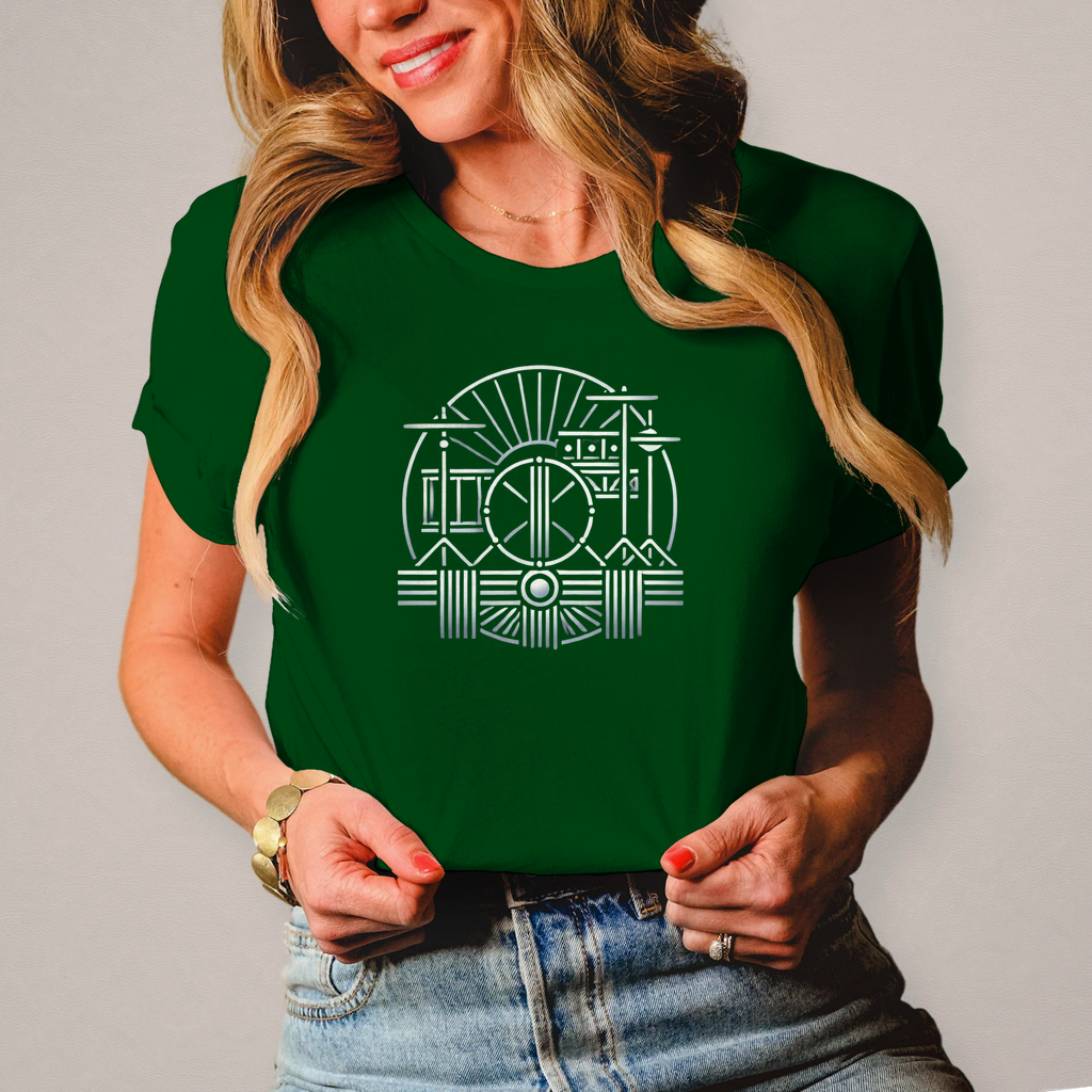 Damen T-Shirt Art-Deco drums