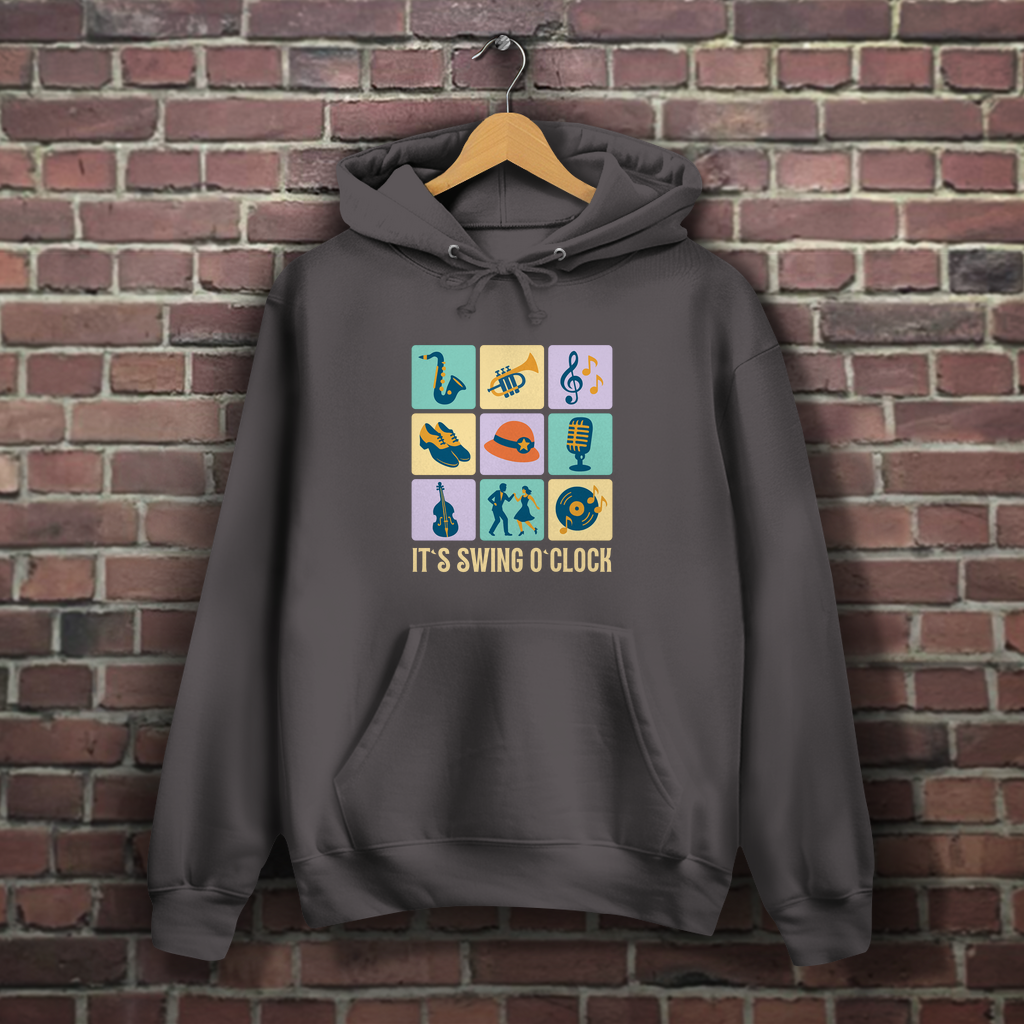 Damen Hoodie „It’s Swing O’Clock“ – Jazz trifft Komfort
