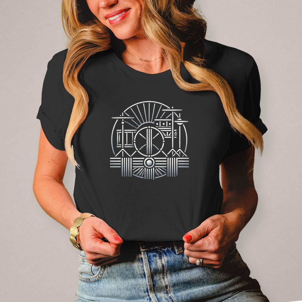 Damen T-Shirt Art-Deco drums