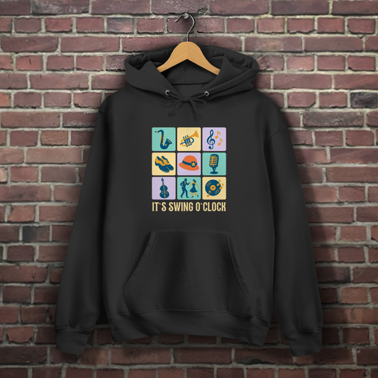 Damen Hoodie „It’s Swing O’Clock“ – Jazz trifft Komfort
