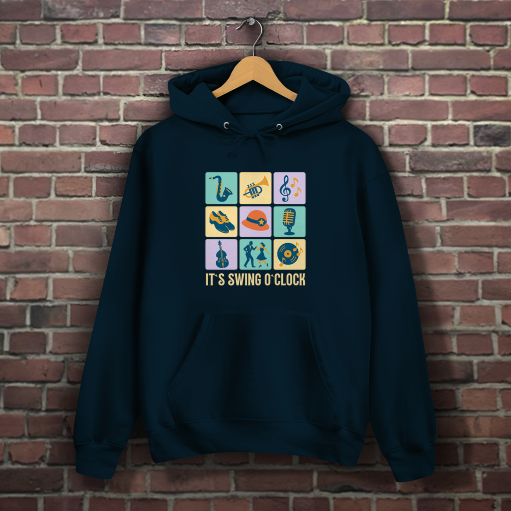 Damen Hoodie „It’s Swing O’Clock“ – Jazz trifft Komfort