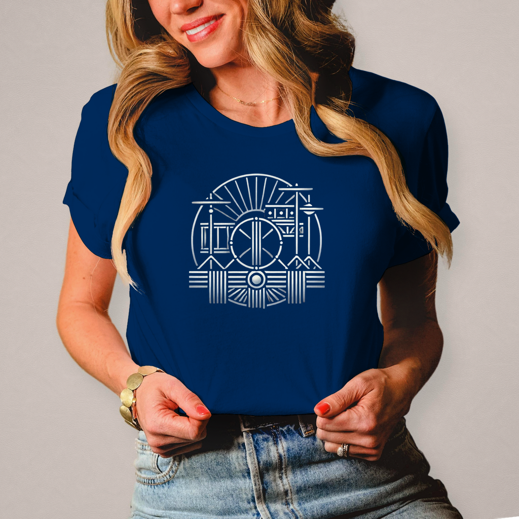 Damen T-Shirt Art-Deco drums