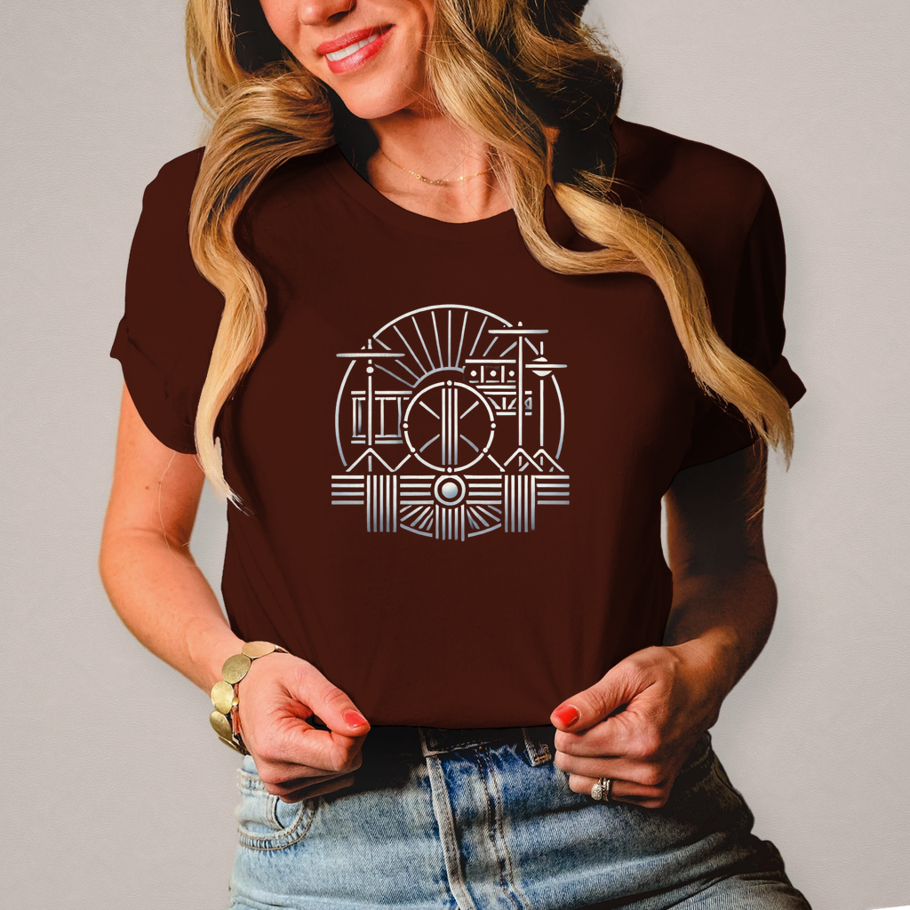 Damen T-Shirt Art-Deco drums