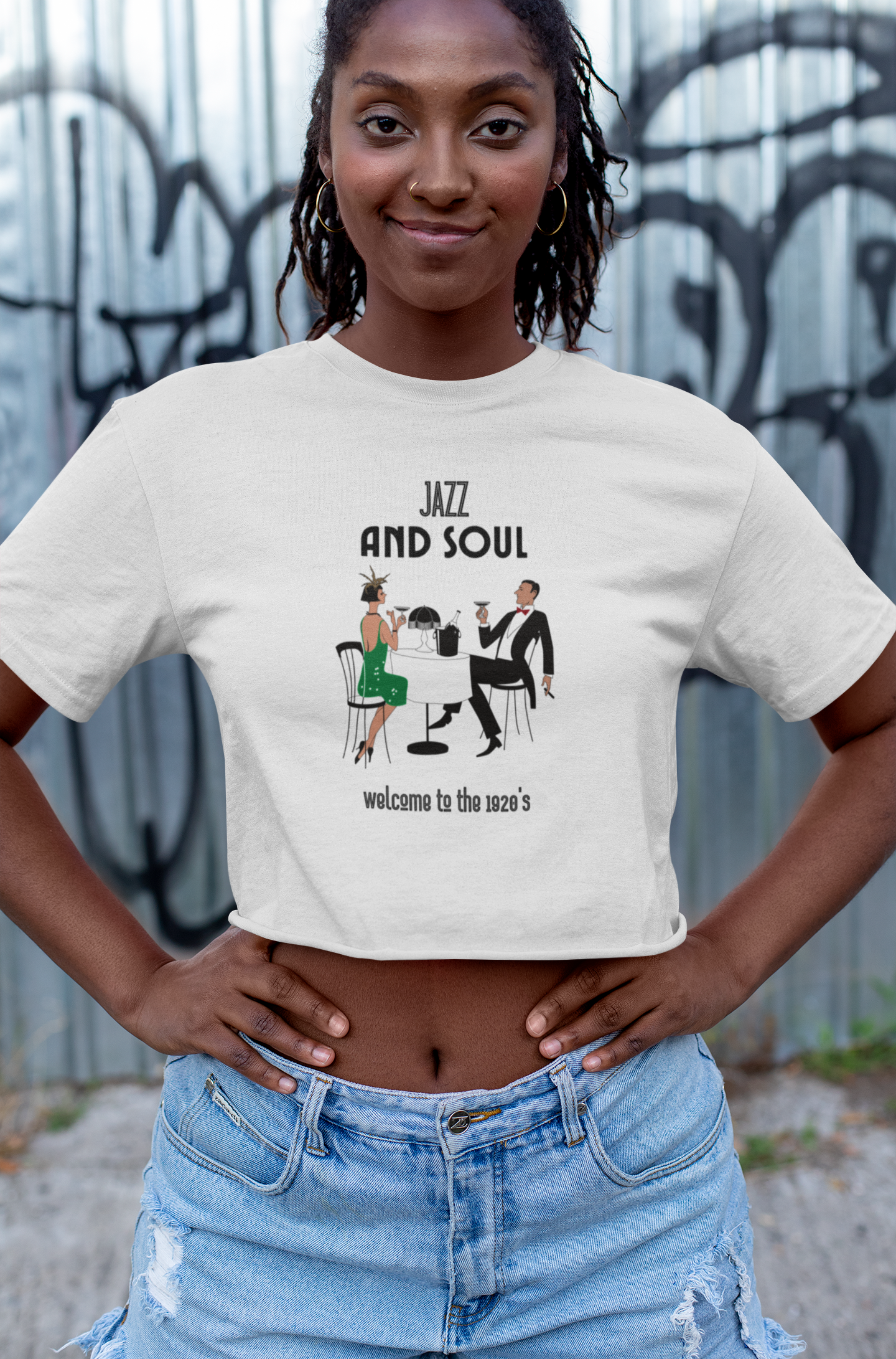 Damen Oversize Crop Top "Jazz and Soul"