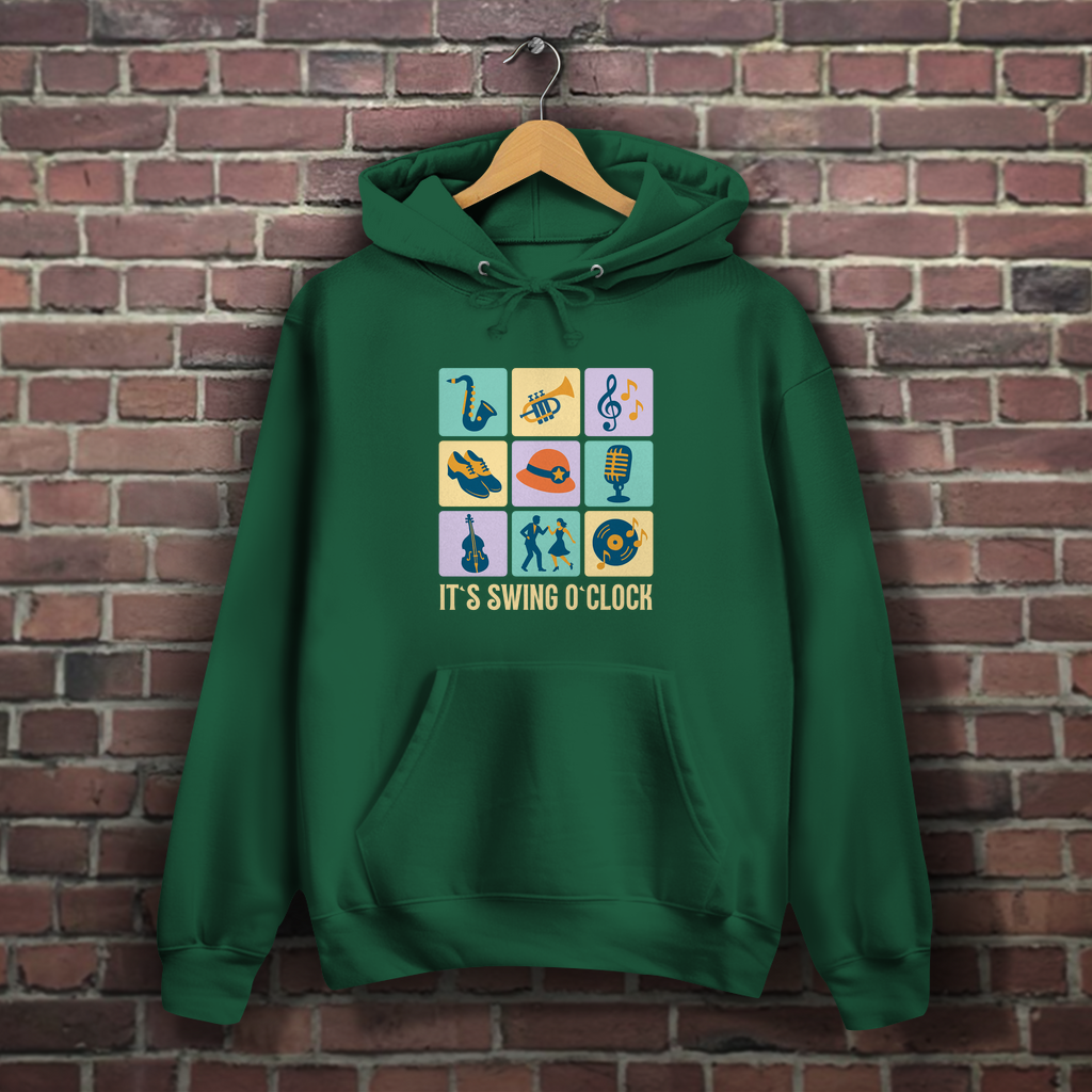 Damen Hoodie „It’s Swing O’Clock“ – Jazz trifft Komfort