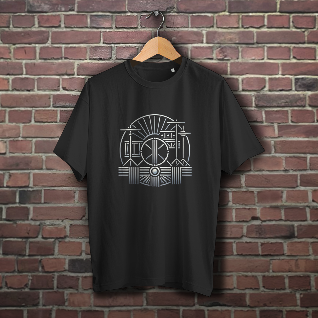 Oversize T-Shirt Art-Deco Drums