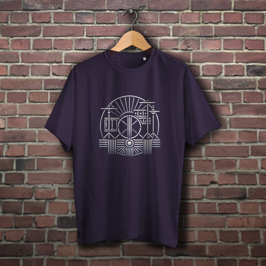 Oversize T-Shirt Art-Deco Drums