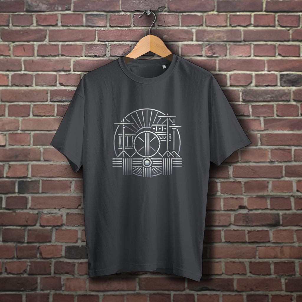 Oversize T-Shirt Art-Deco Drums